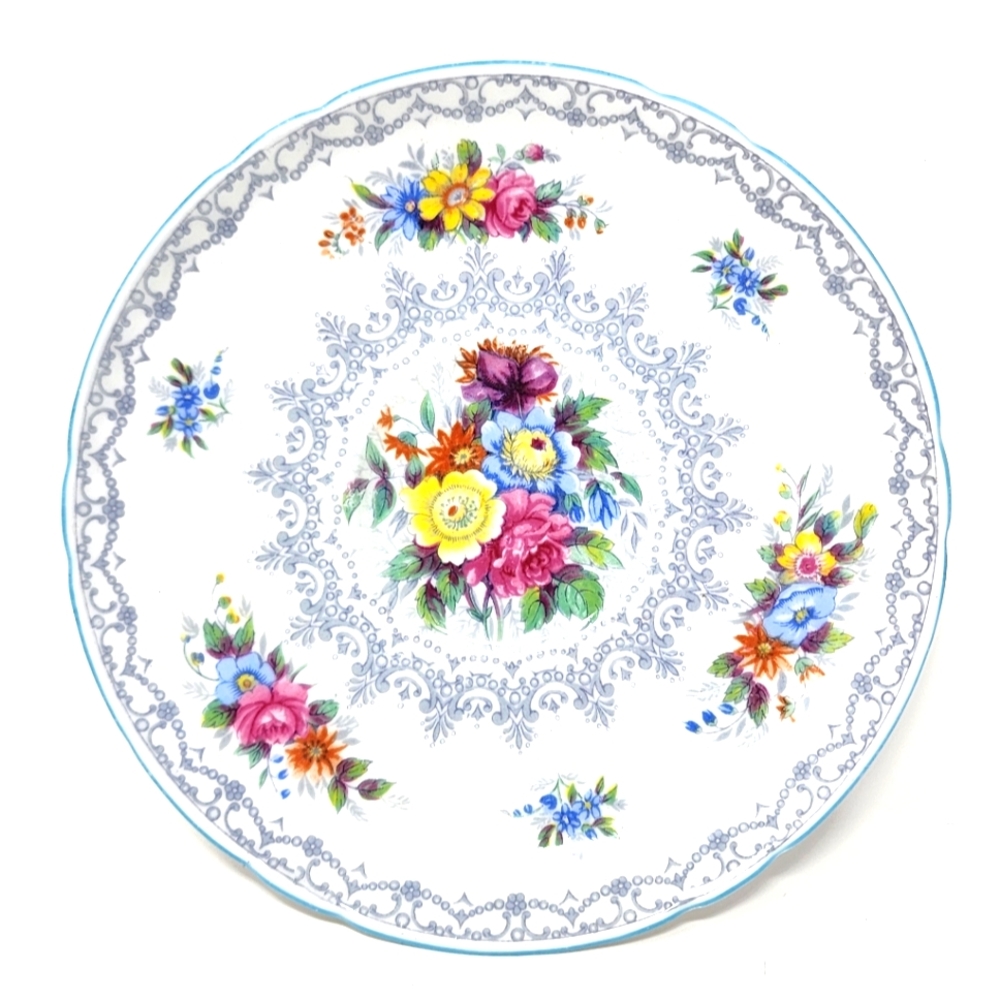 Shelly England Crochet Floral Fine Bone China Teacup Plate